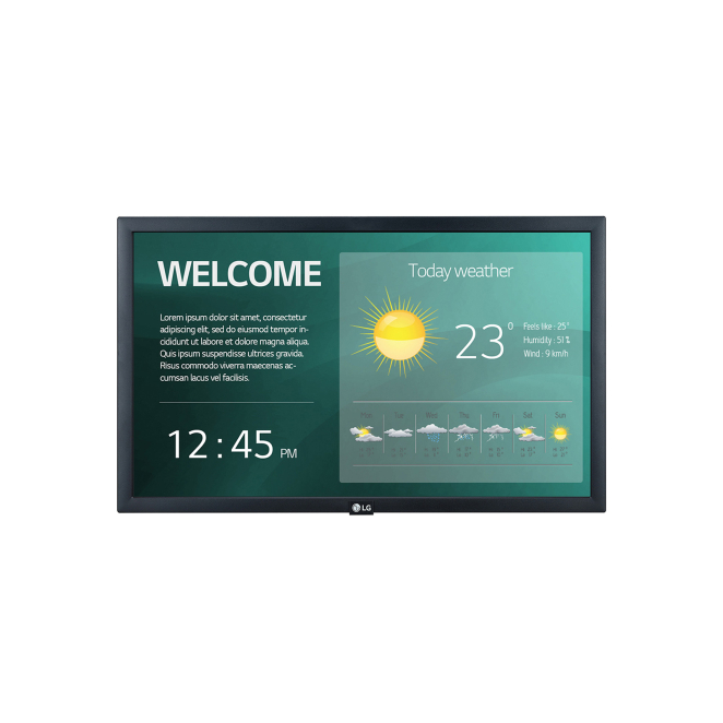 LG 22SM3G-B pantalla de señalización Pantalla plana para señalización digital 54,6 cm (21.5″) IPS Wifi 250 cd / m² Full HD Negro Procesador incorporado 16/7