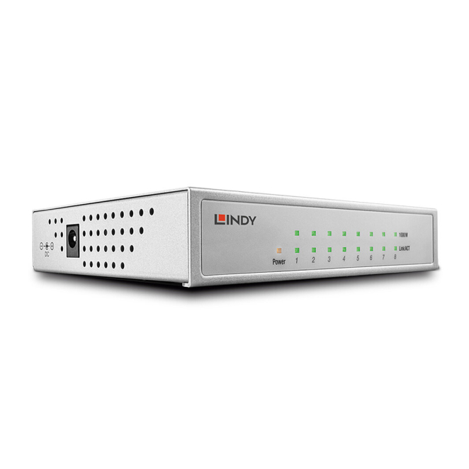 Lindy 25045 switch Gestionado Gigabit Ethernet (10/100/1000) Energía sobre Ethernet (PoE) Plata