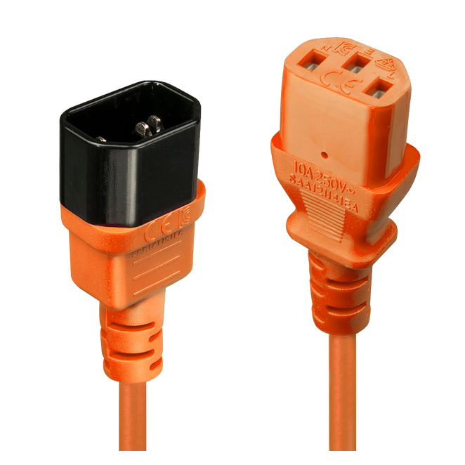 Lindy 30475 cable de transmisión Naranja 2 m C13 acoplador C14 acoplador