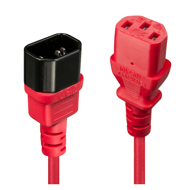 Lindy 30476 cable de transmisión Negro, Rojo 0,5 m C14 acoplador C13 acoplador
