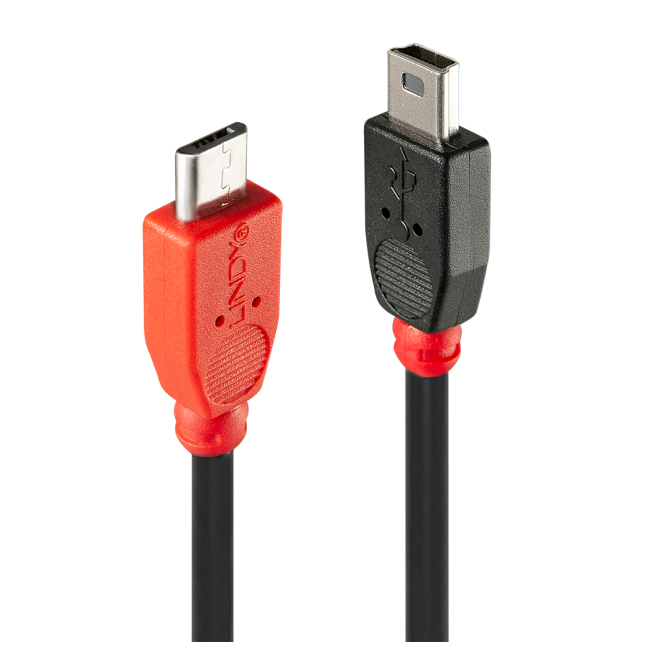 Lindy 31717 cable USB USB 2.0 0,5 m Mini-USB B Micro-USB B Negro, Rojo