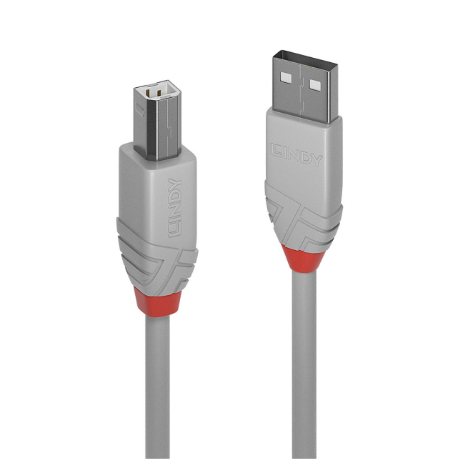 Lindy 36684 cable USB USB 2.0 3 m USB A USB B Gris