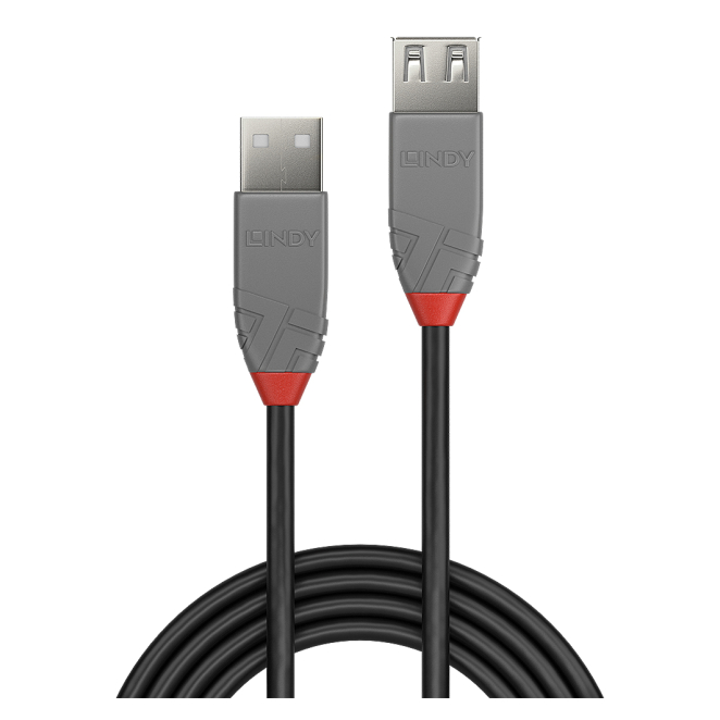 Lindy 36704 cable USB USB 2.0 de 3 metros en color negro y gris