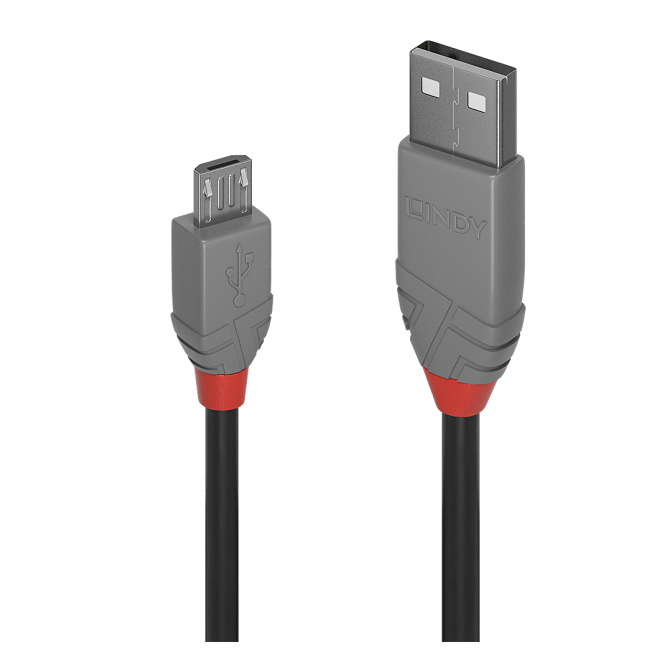 Lindy 36734 cable USB USB 2.0 3 m USB A Micro-USB B Negro, Gris