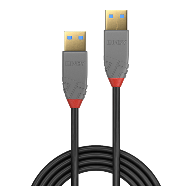 Cable USB 3.2 Lindy 36754 de 5 metros en Color Negro y Gris