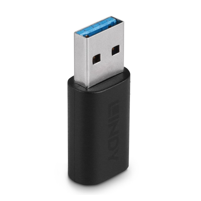 Lindy 41904 cambiador de género para cable USB 3.2 Type A USB 3.2 Type C Negro