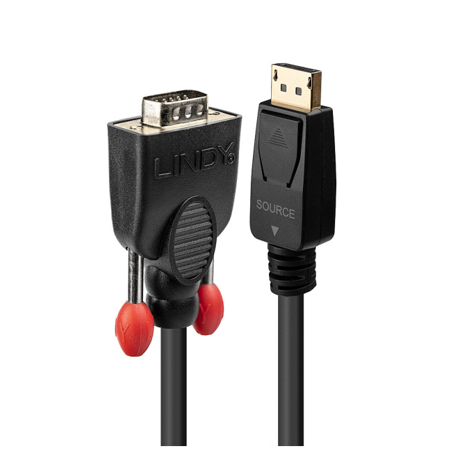 Lindy 41941 adaptador de cable de vídeo 1 m DisplayPort VGA (D-Sub) Negro
