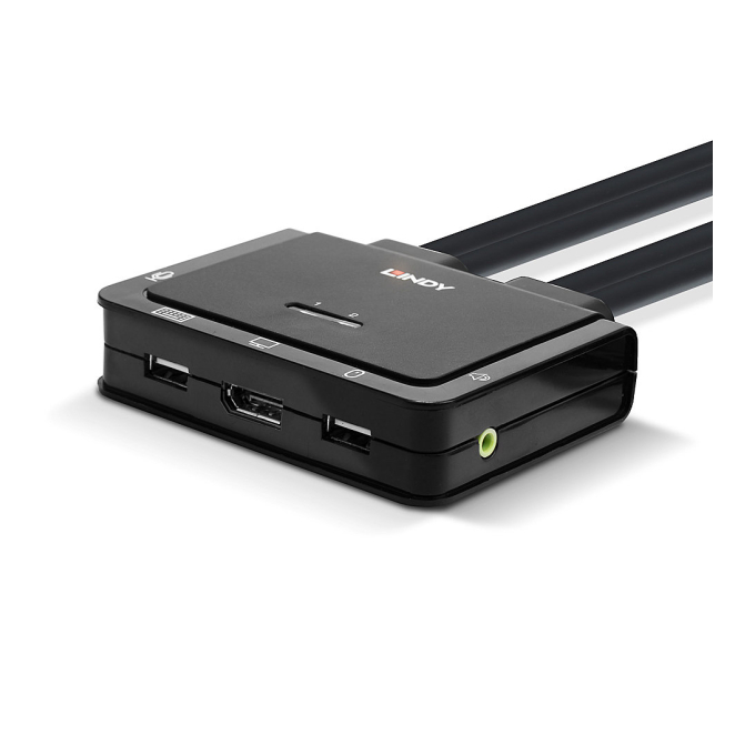 Lindy 42344 interruptor KVM Negro apto para montaje en rack y con puerto DisplayPort