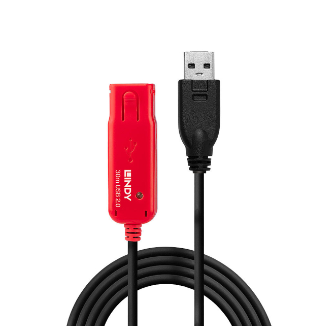 Lindy 42923 cable USB USB 2.0 30 m USB A Negro, Rojo