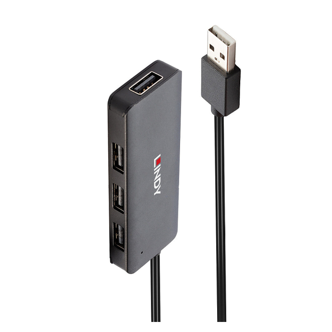 Lindy 42986 hub de interfaz USB 2.0 480 Mbit/s Negro