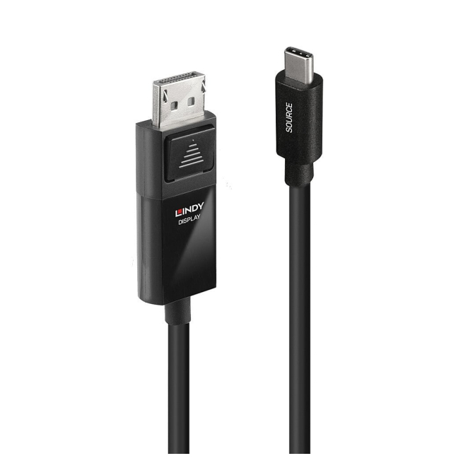 Lindy 43341 adaptador de cable de vídeo 1 m USB Tipo C DisplayPort Negro