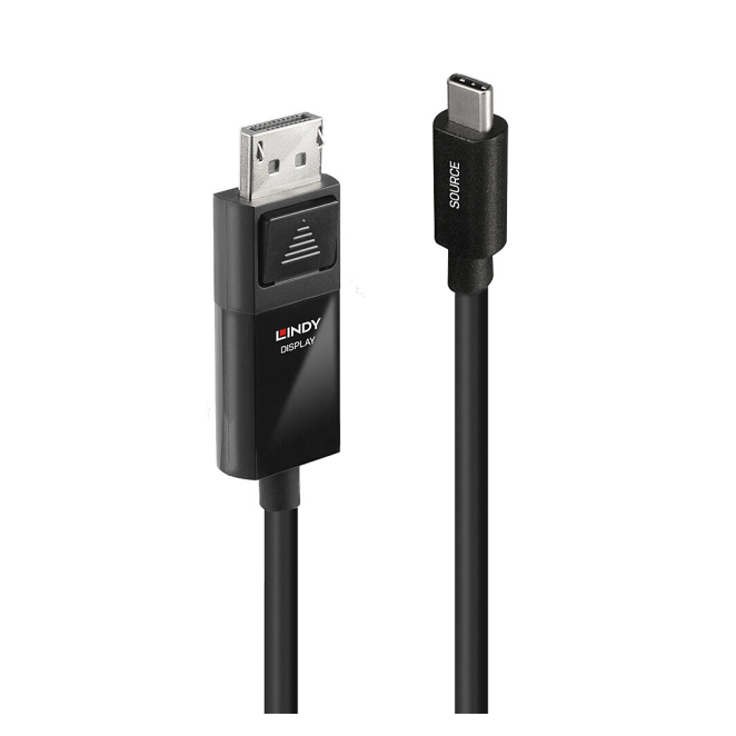 Lindy 43343 adaptador de cable de vídeo 3 m USB Tipo C DisplayPort Negro