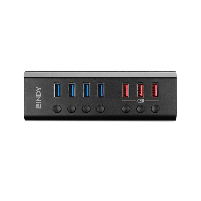 Lindy 43371 hub de interfaz USB 3.2 Gen 1 (3.1 Gen 1) Type-B 5000 Mbit/s Negro