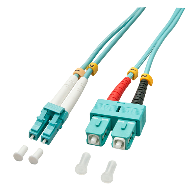 Lindy 2.0m OM3 LC - SC Duplex Cable de fibra óptica e InfiniBand 2 m Turquesa