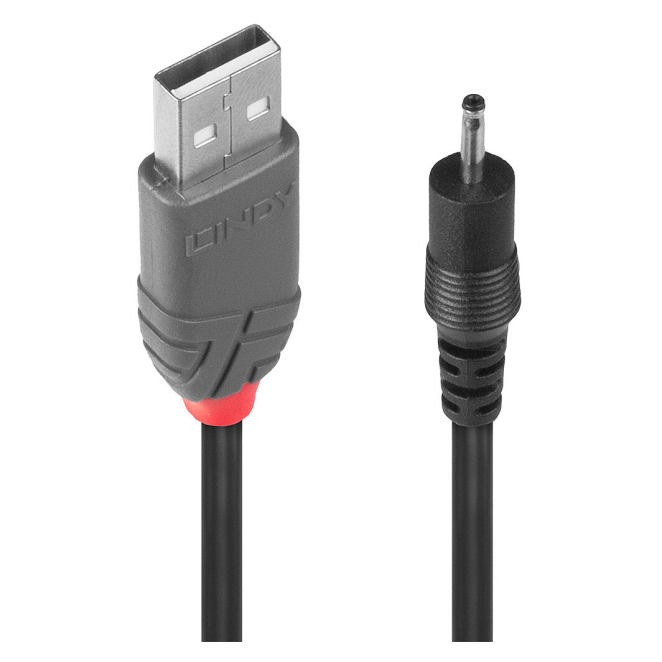 Lindy 70265 cable de transmisión Negro 1,5 m USB A EIAJ-01 (2.5 mm, 0.7 mm)