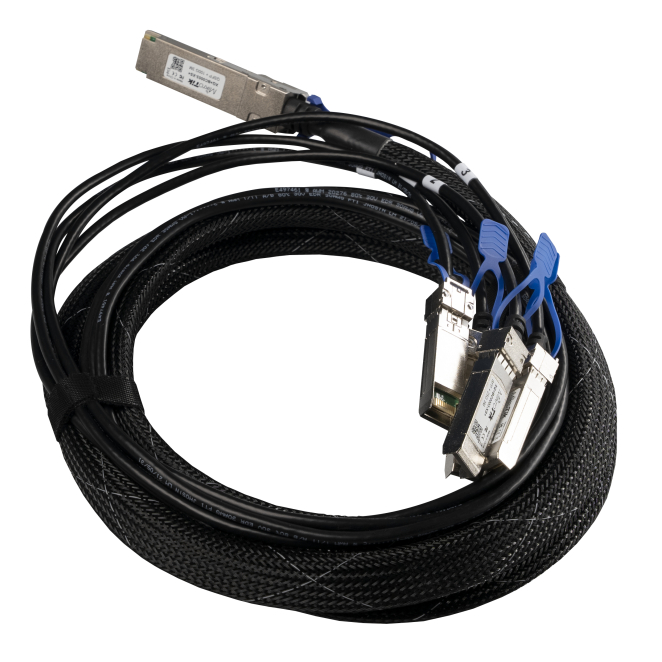Mikrotik XQ+BC0003-XS+ Cable de fibra óptica e InfiniBand 3 m QSFP28 4x SFP28 Negro, Cromo