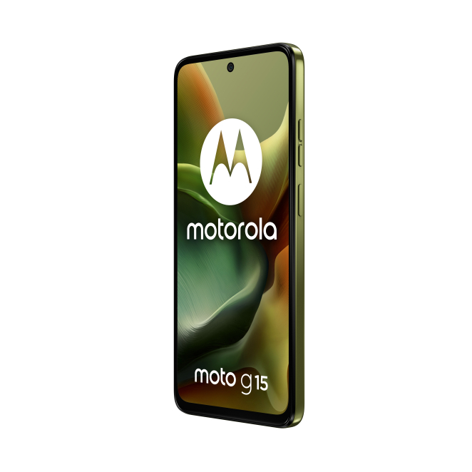 Motorola moto g15 verde frente y cámara