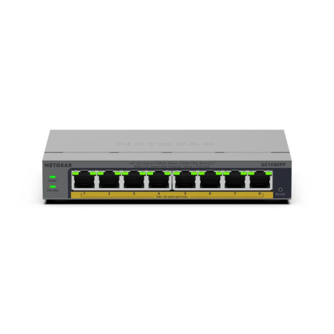 NETGEAR GS108EPP, switch PoE con montaje en pared