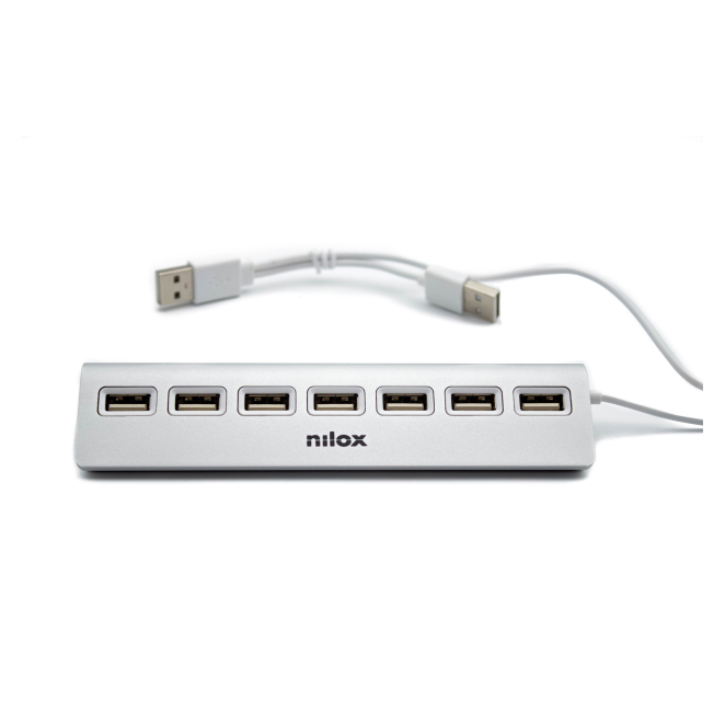 Nilox HUB sobremesa de aluminio con 7 puertos USB 2.0