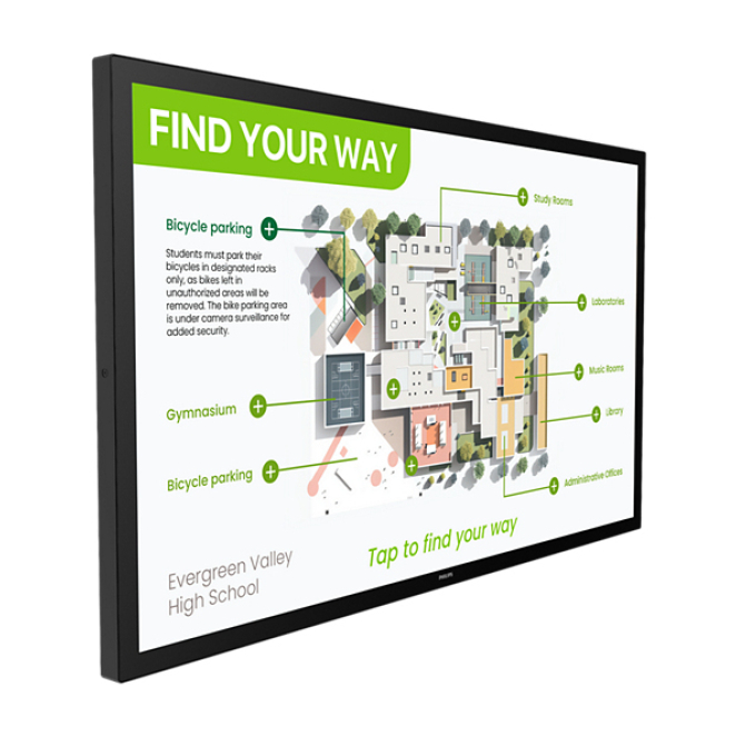 Philips 3000 series 55BDL3751T/00 pantalla de señalización Panel plano interactivo 138,4 cm (54.5″) LCD Wifi 450 cd / m² 4K Ultra HD Negro Pantalla táctil Procesador incorporado Android