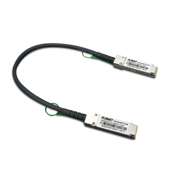 PLANET CB-DAQSFP-0.5M Cable de fibra óptica e InfiniBand 0,5 m QSFP+ Negro, Gris