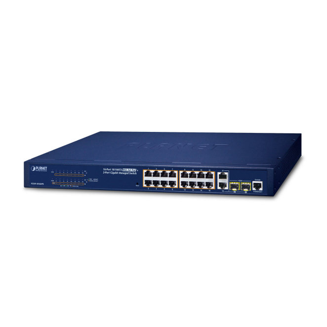 PLANET FGSW-1816HPS switch Gestionado L2 Fast Ethernet (10/100) Energía sobre Ethernet (PoE) Azul