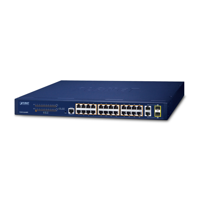 PLANET FGSW-2624HPS switch Gestionado L2/L4 Gigabit Ethernet (10/100/1000) Energía sobre Ethernet (PoE) 1U Azul