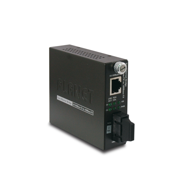 PLANET FST-802 convertidor de medio 100 Mbit/s 1310 nm Multimodo Negro
