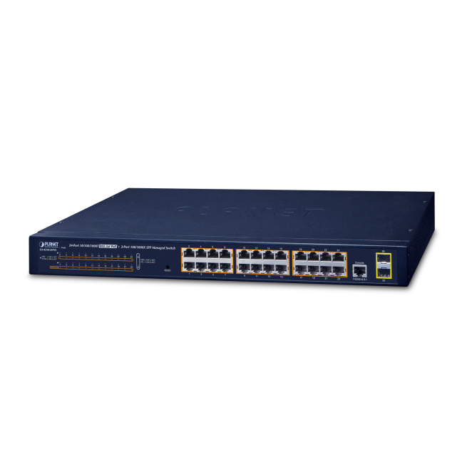 PLANET GS-4210-24P2S switch Gestionado L2/L4 Gigabit Ethernet (10/100/1000) Energía sobre Ethernet (PoE) 1U Azul