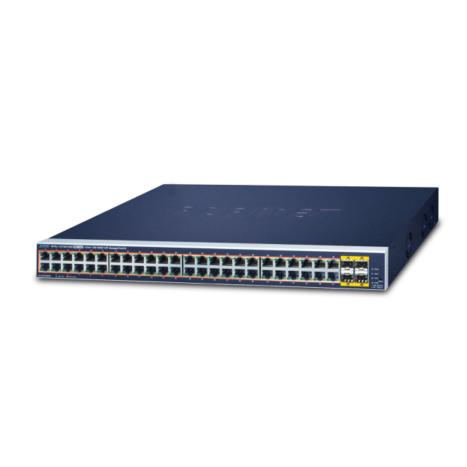 PLANET GS-4210-48P4S switch Gestionado L2/L4 Gigabit Ethernet (10/100/1000) Energía sobre Ethernet (PoE) 1U Azul