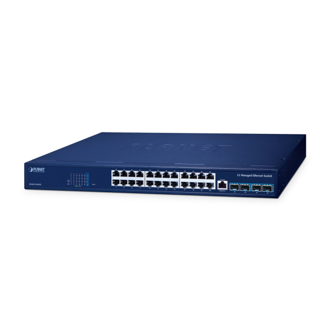 PLANET Layer 3 24-Port 10/100/1000T Gestionado L3 Gigabit Ethernet (10/100/1000) Energía sobre Ethernet (PoE) Azul