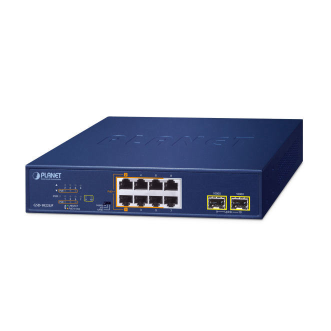 PLANET 2-Port 10/100/1000T 802.3bt No administrado Gigabit Ethernet (10/100/1000) Energía sobre Ethernet (PoE) Azul
