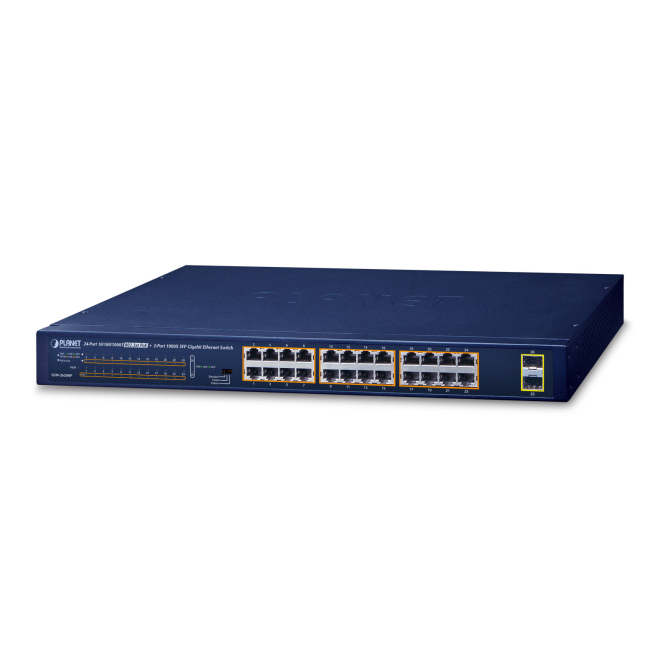 PLANET GSW-2620HP switch No administrado 10G Ethernet (100/1000/10000) Energía sobre Ethernet (PoE) 1U Azul