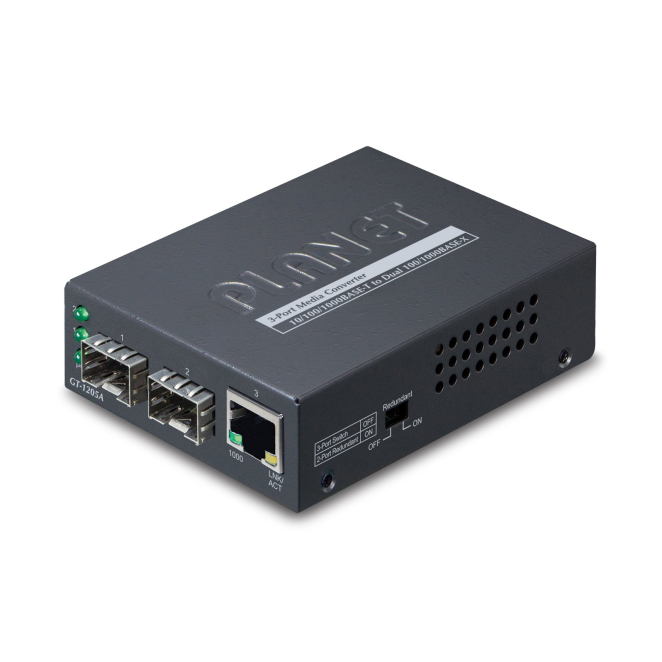 PLANET GT-1205A convertidor de medio 1000 Mbit/s Negro