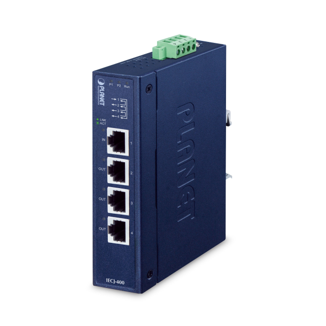 PLANET Industrial 4-Port EtherCAT convertidor de medio Azul