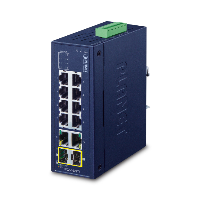 PLANET Industrial 8-Port 10/100TX + No administrado Fast Ethernet (10/100) Azul