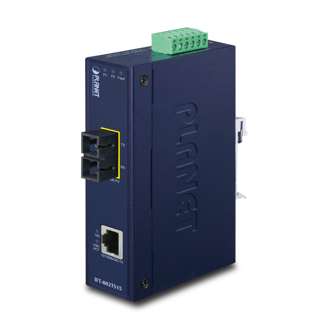 PLANET IFT-802TS15 convertidor de medio 100 Mbit/s 1310 nm Monomodo Azul