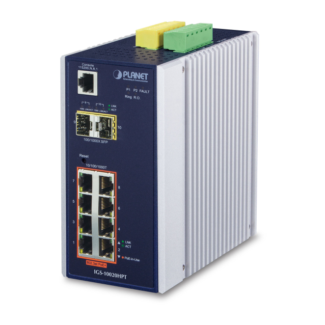 PLANET IGS-10020HPT switch Gestionado L2+ Gigabit Ethernet (10/100/1000) Energía sobre Ethernet (PoE) Negro, Blanco