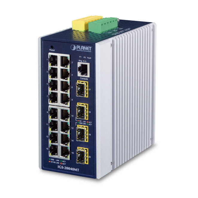 PLANET IGS-20040MT switch Gestionado L2+ Gigabit Ethernet (10/100/1000) Azul, Blanco
