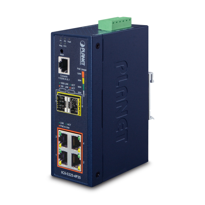 PLANET IGS-5225-4P2S switch Gestionado L2+ Gigabit Ethernet (10/100/1000) Energía sobre Ethernet (PoE) Azul