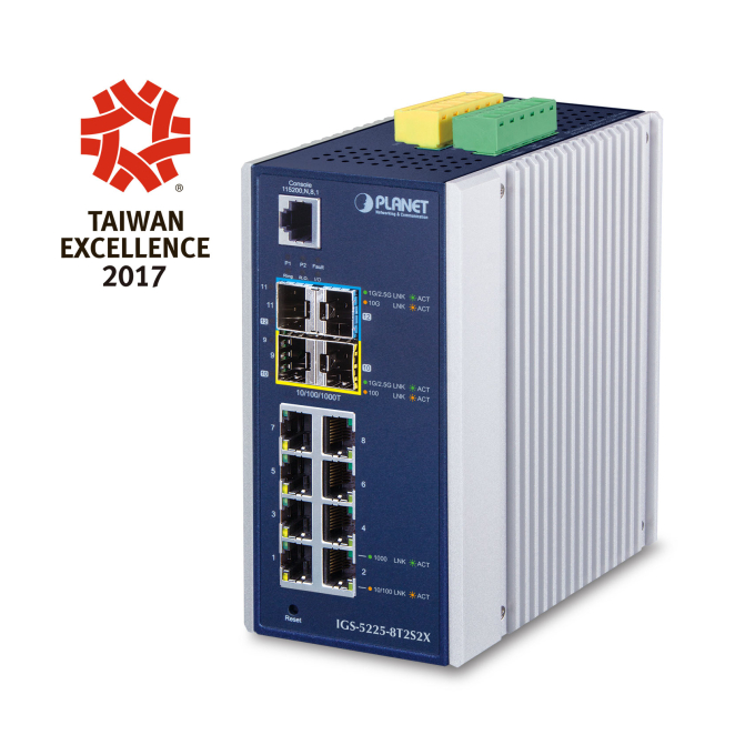 PLANET IGS-5225-8T2S2X switch Gestionado L3 Gigabit Ethernet (10/100/1000) Azul, Plata