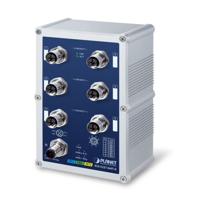 PLANET IGS-5227-6MT-X switch Gestionado L2+ Azul, Plata