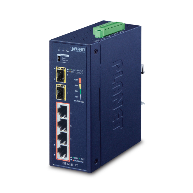 PLANET IGS-624HPT switch No administrado Gigabit Ethernet (10/100/1000) Energía sobre Ethernet (PoE) Azul