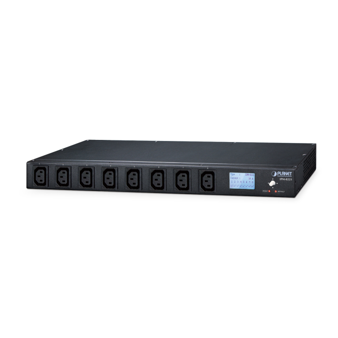 PLANET IP-based 8-port Switched unidad de distribución de energía (PDU) 8 salidas AC 1U Negro