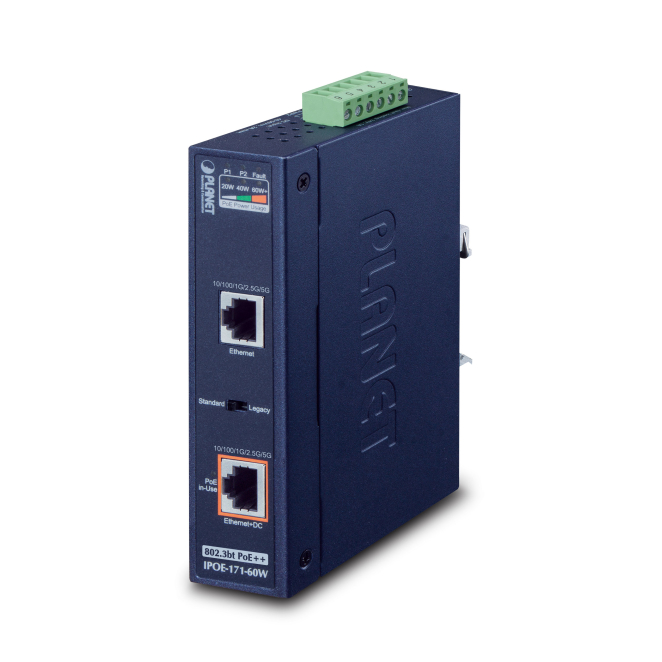 PLANET IPOE-171-60W switch Gigabit Ethernet (10/100/1000) Energía sobre Ethernet (PoE) Azul
