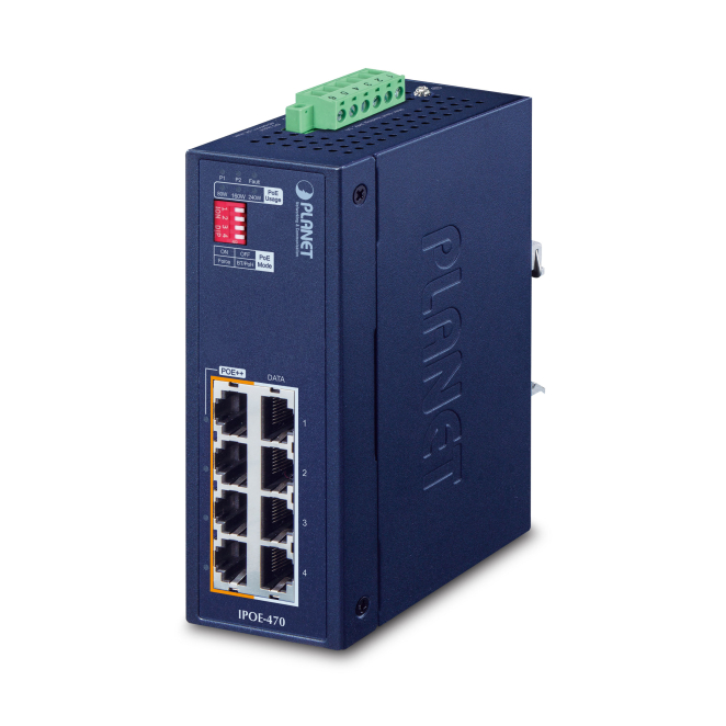 PLANET IP30 Industrial 4-port Gigabit Ethernet (10/100/1000) Energía sobre Ethernet (PoE) Azul