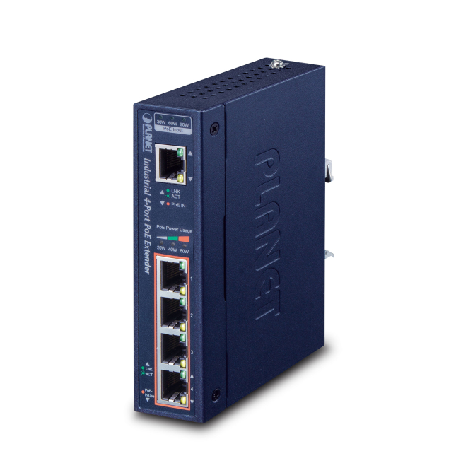 PLANET IPOE-E174 ampliador de red Transmisor de red Azul 10, 1000, 100 Mbit/s