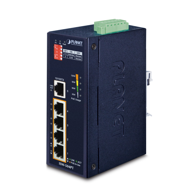 PLANET ISW-504PT switch No administrado L2 Fast Ethernet (10/100) Energía sobre Ethernet (PoE) Negro