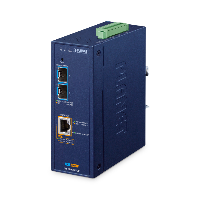 PLANET IP40 Industrial 2-Port convertidor de medio Azul