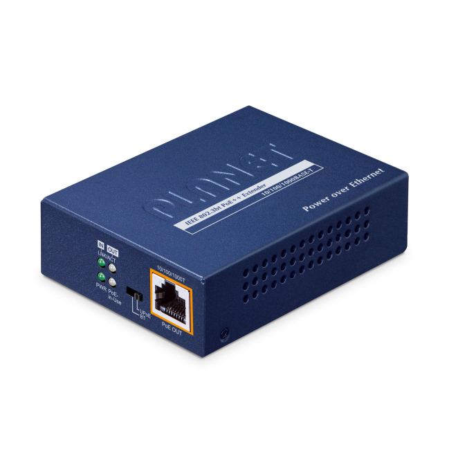 PLANET POE-E301 ampliador de red Transmisor y receptor de red Azul